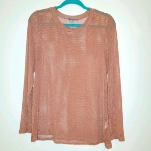 Charlotte Russe Women's Pink Long Sleeve Mesh Top 0139